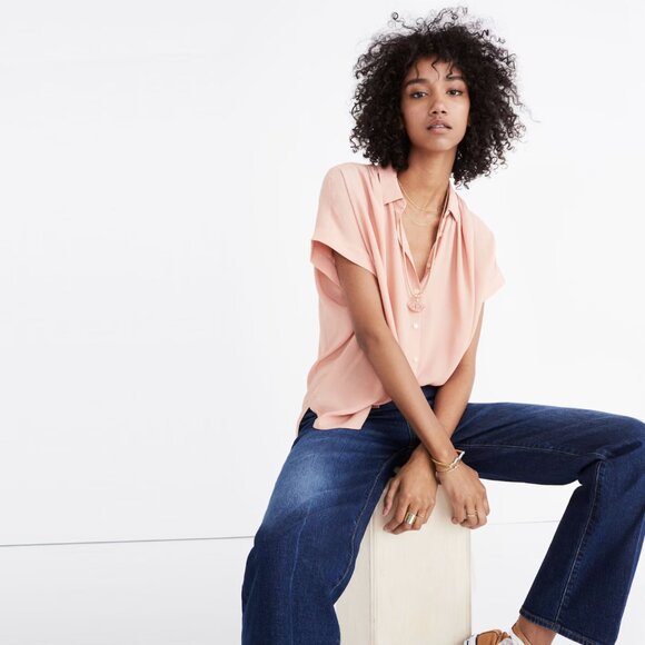 MADEWELL Central Drapey Shirt Antique Coral Women’s Small - Picture 1 of 7